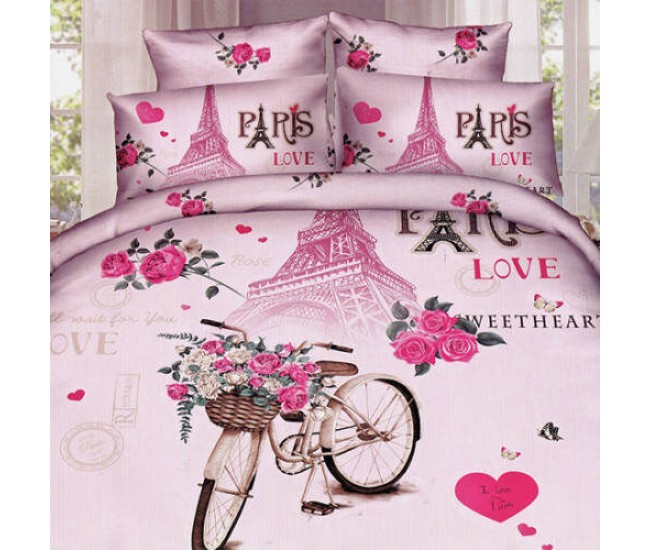 Lenjerie de pat digital print 3d (paris love)